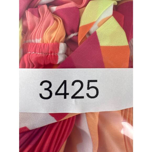 Nicole Miller Size M Abstract Tie Front V Neck Fit Flared Mini Dress Colorful - Picture 10 of 10